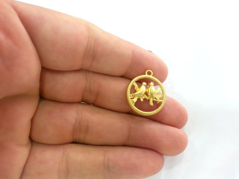 2 Gold Charms Gold Plated  Bird Charms (20 mm) G2786