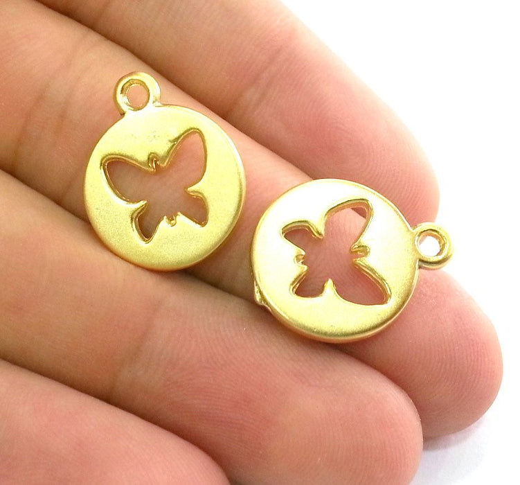 4 Butterfly Charms Gold Plated Charms  (18 mm)   G2794