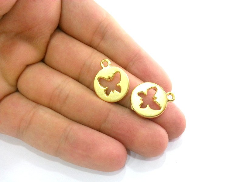 4 Butterfly Charms Gold Plated Charms  (18 mm)   G2794