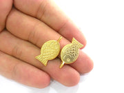 2 pcs (25x15 mm)  Fish Charms , Gold Plated Metal G2796
