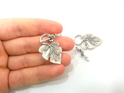 Toggle Clasp 1 Set (34x22mm) Antique Silver Plated Brass Leaf Toogle Clasp ,Findings G10246