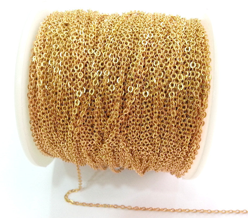 10mt Raw Brass Soldered Cable Chain 10 Meters-33 Feet (1,5x2 mm.)  G2811
