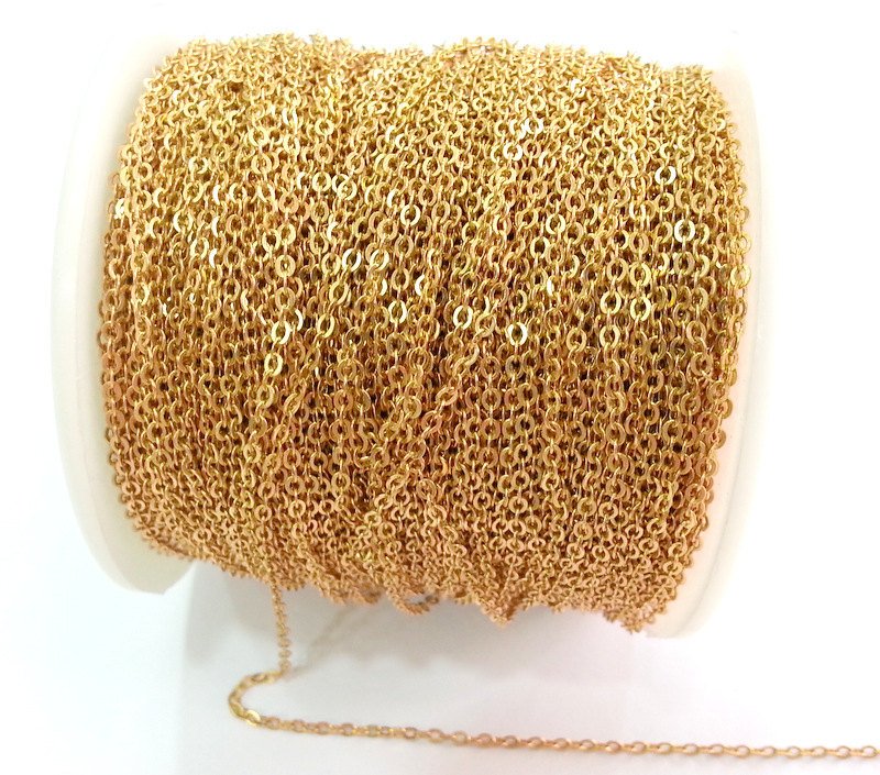 33ft Raw Brass Soldered Cable Chain 10 Meters-33 Feet (1,5x2 mm.)  G2811