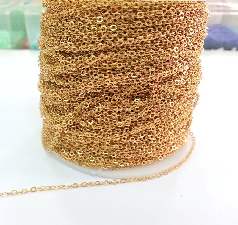 33ft Raw Brass Soldered Cable Chain 10 Meters-33 Feet (1,5x2 mm.)  G2811
