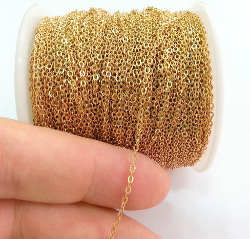 100 mt Raw Brass Soldered Cable Chain 100 Meters-333 Feet (1,5x2 mm.) G2811