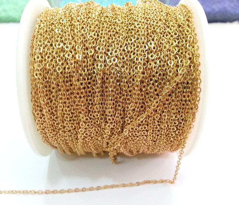 33ft Raw Brass Soldered Cable Chain 10 Meters-33 Feet (1,5x2 mm.)  G2811