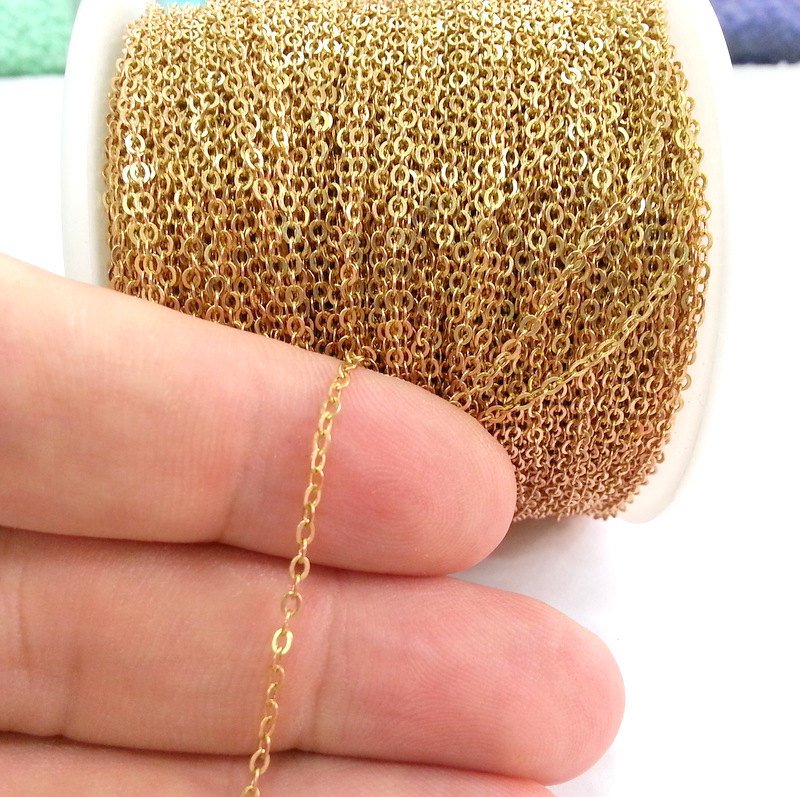 33ft Raw Brass Soldered Cable Chain 10 Meters-33 Feet (1,5x2 mm.)  G2811
