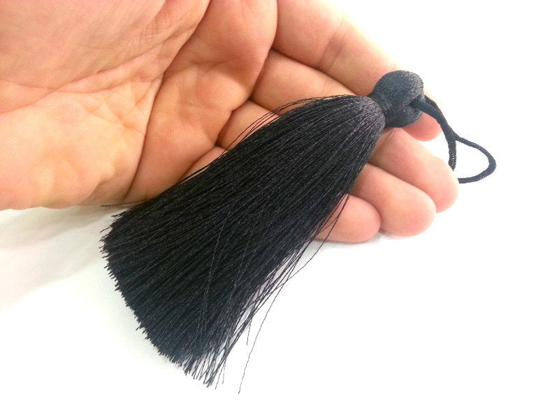 Black Thread Tassel , Large Thick  113 mm - 4.4 inches   G9612