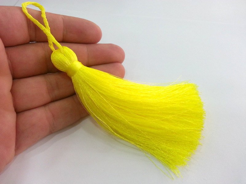Neon Yellow  Tassel , Large Thick 113 mm - 4.4 inches   G2846