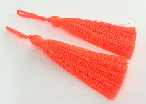 2 pcs (78 mm - 3 inches)  Neon Orange Pink Tassel ,   G12660
