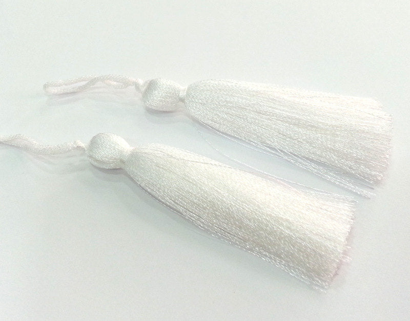 2 White Thread Tassel (78 mm - 3 inches) ,   G9611