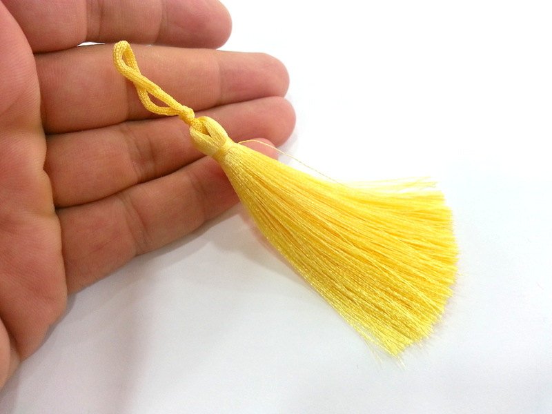 2 Thread Tassel Yellow Tassel , 2 pcs (78 mm - 3 inches)    G12924