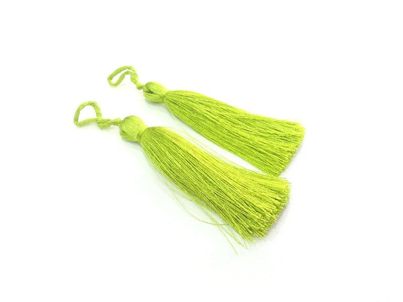 2 Yellow Green Tassel 2 pcs (78 mm - 3 inches)     G9608