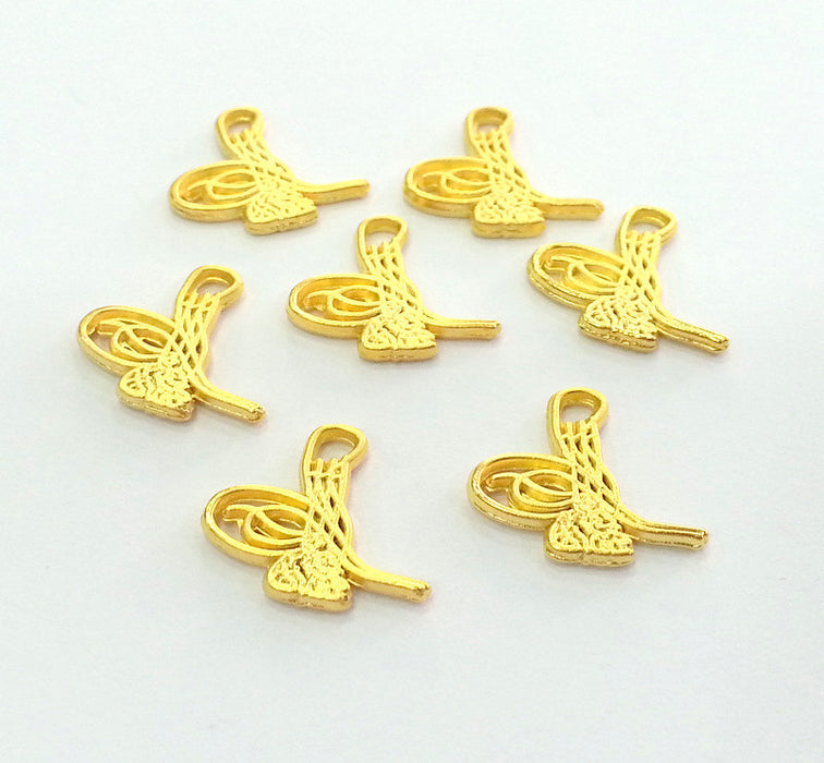 6 Pcs (18x15 mm) Gold Plated  Ottoman Signature Charms  ,  G2880