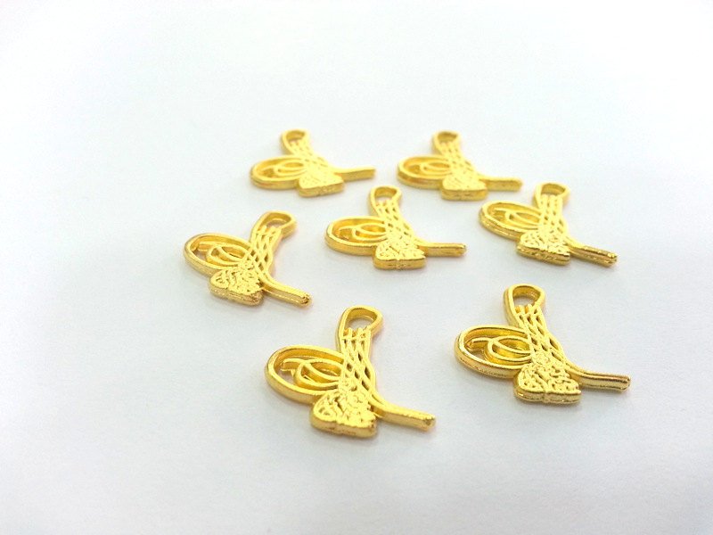 6 Pcs (18x15 mm) Gold Plated  Ottoman Signature Charms  ,  G2880