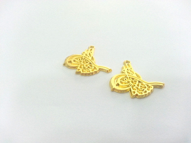 2 Gold Charms Gold Plated Ottoman Signature Charms 2 Pcs (25 mm)  ,  G2884