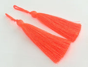 2 pcs (78 mm - 3 inches)  Neon Orange Pink Tassel ,   G12660