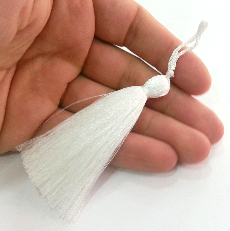 2 White Thread Tassel (78 mm - 3 inches) ,   G9611