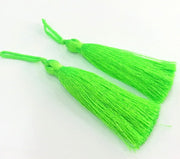 2 pcs (78 mm - 3 inches)  Neon Green  Tassel    G12662