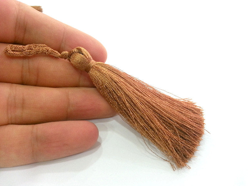 2 Chocolate milk Tassel ,  2 pcs (78 mm - 3 inches)   G12235