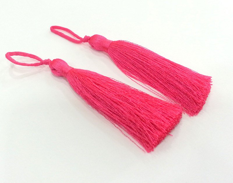 2 pcs (78 mm - 3 inches)  Fuschia Pink Tassel ,   G11176