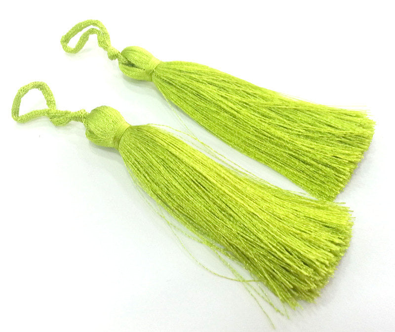 2 Yellow Green Tassel 2 pcs (78 mm - 3 inches)     G9608