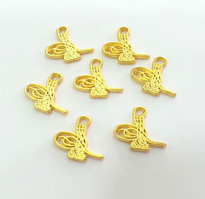 6 Pcs (18x15 mm) Gold Plated  Ottoman Signature Charms  ,  G2880