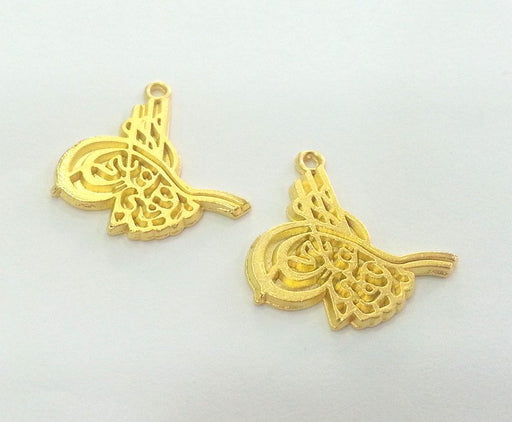 2 Gold Charms Gold Plated Ottoman Signature Charms 2 Pcs (25 mm)  ,  G2884