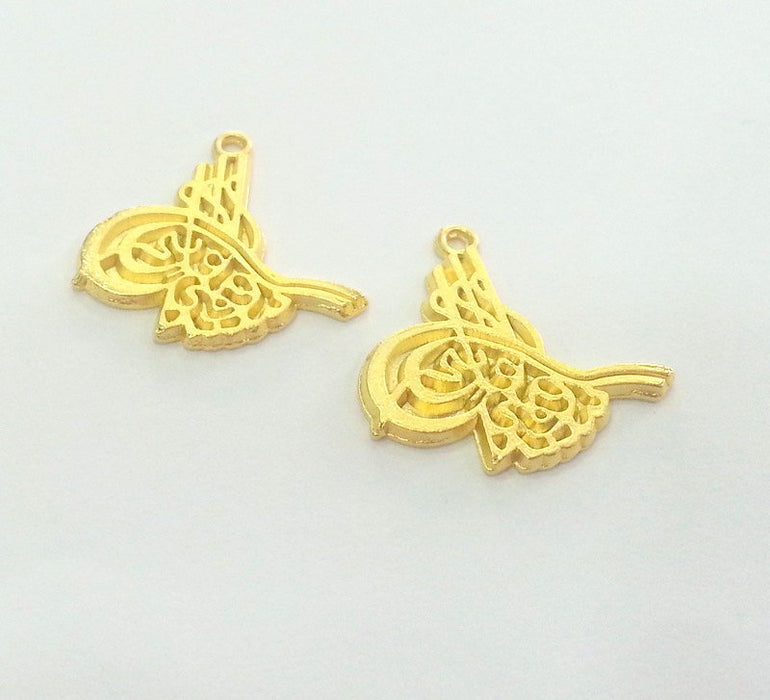 2 Gold Charms Gold Plated Ottoman Signature Charms 2 Pcs (25 mm)  ,  G2884