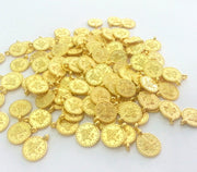 10 Gold Charm Gold Plated Ottoman Signature Charms  10 Pcs (10 mm)  G3638