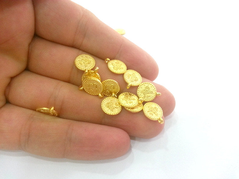 10 Gold Charm Gold Plated Ottoman Signature Charms  10 Pcs (10 mm)  G3638