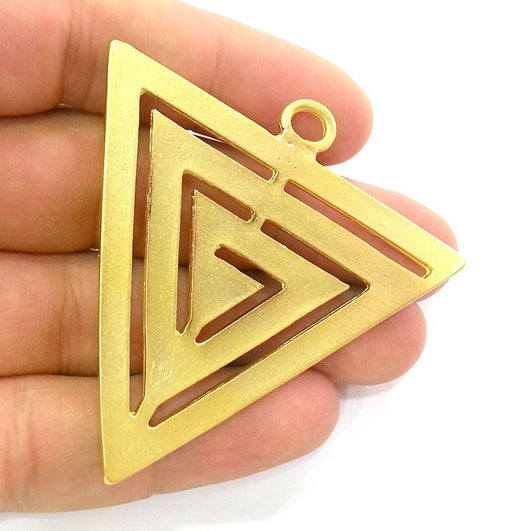 Gold Pendant Triangle Pendants , Gold Plated Metal 60x55 mm    G2901