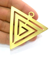 Gold Pendant Triangle Pendants , Gold Plated Metal 60x55 mm    G2901