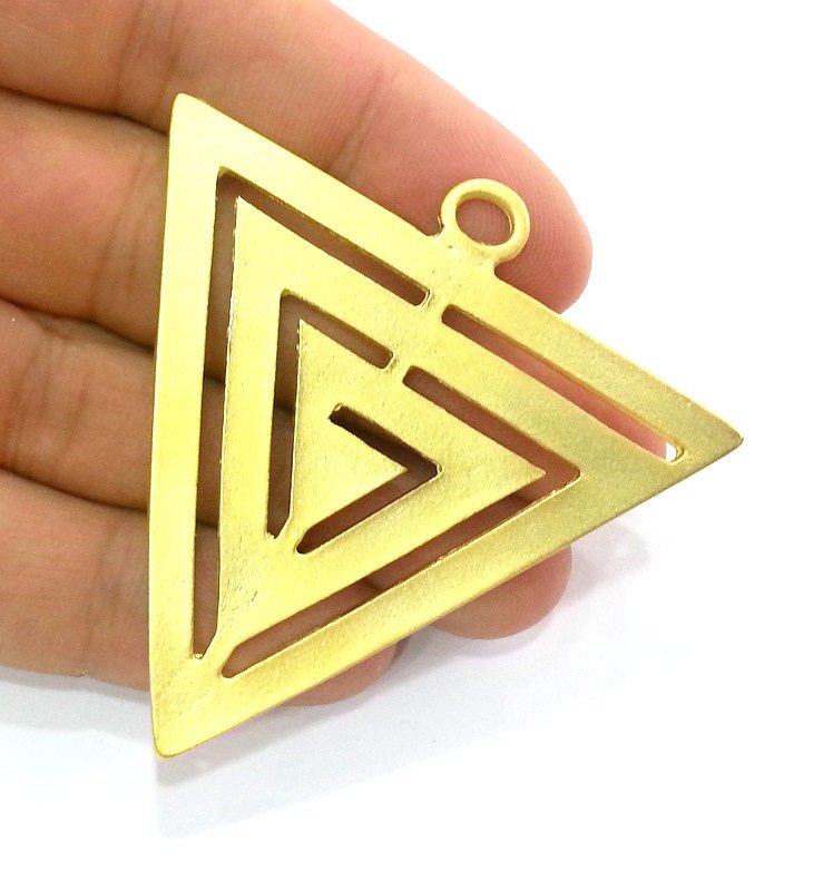 Gold Pendant Triangle Pendants , Gold Plated Metal 60x55 mm    G2901