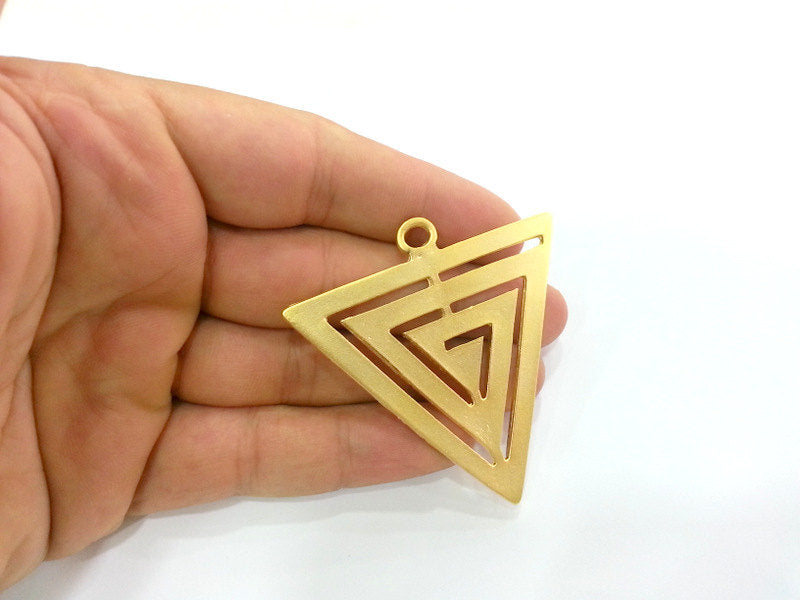 Gold Pendant Triangle Pendants , Gold Plated Metal 60x55 mm    G2901