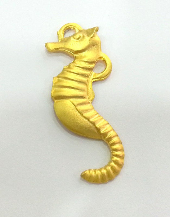 2 Seahorse Pendant Gold Plated Pendants 63x25mm  G2902