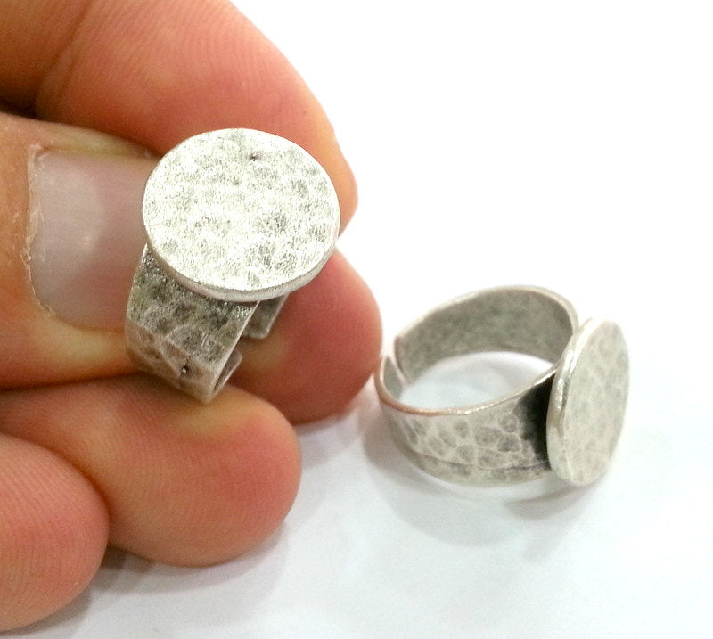 Antique Silver Plated Brass Adjustable Ring Blank  (15mm Blank) ,Findings  G9451