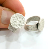 Antique Silver Plated Brass Adjustable Ring Blank  (15mm Blank) ,Findings  G9451