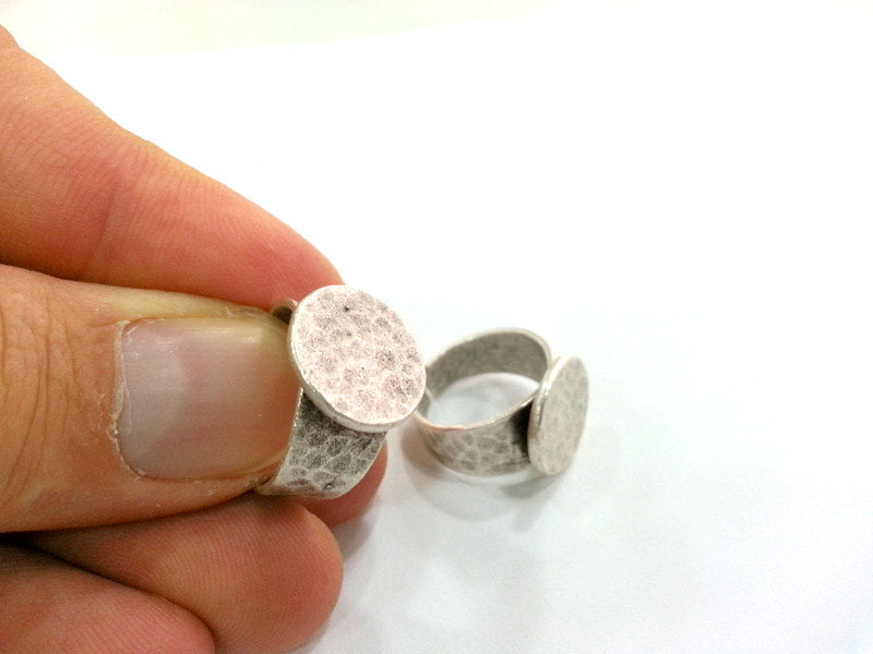Antique Silver Plated Brass Adjustable Ring Blank  (15mm Blank) ,Findings  G9451