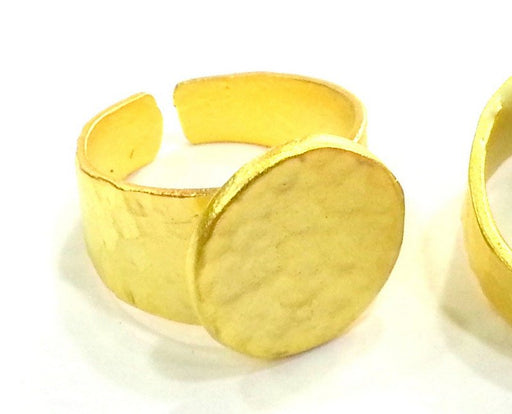 Adjustable Ring Blank  (15mm Blank)  ,  Gold Plated Brass   G12934