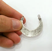 Silver Pendant Antique Silver Plated Brass  Connector 42x40 mm    G10247