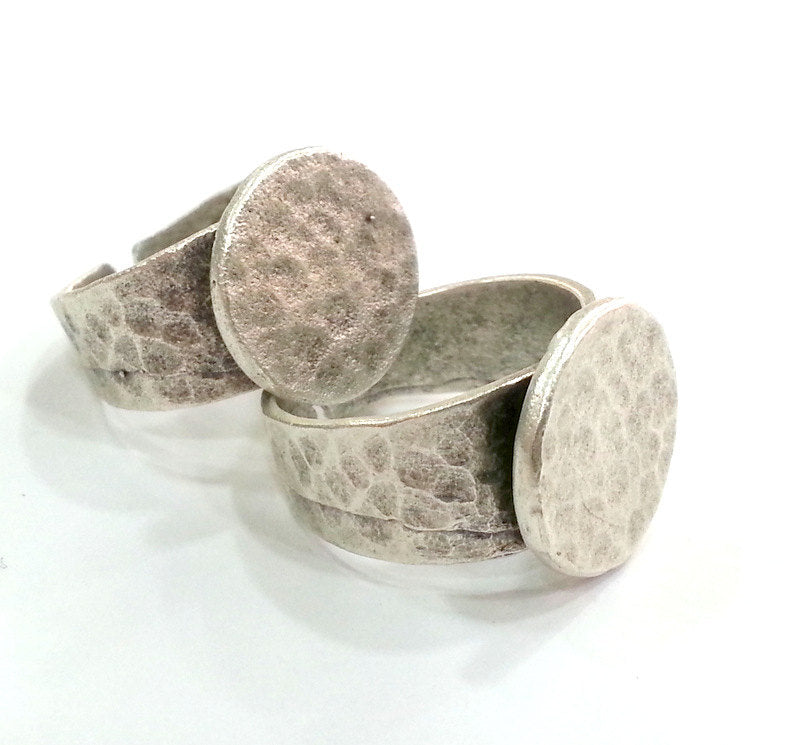 Antique Silver Plated Brass Adjustable Ring Blank  (15mm Blank) ,Findings  G9451