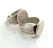 Antique Silver Plated Brass Adjustable Ring Blank  (15mm Blank) ,Findings  G9451