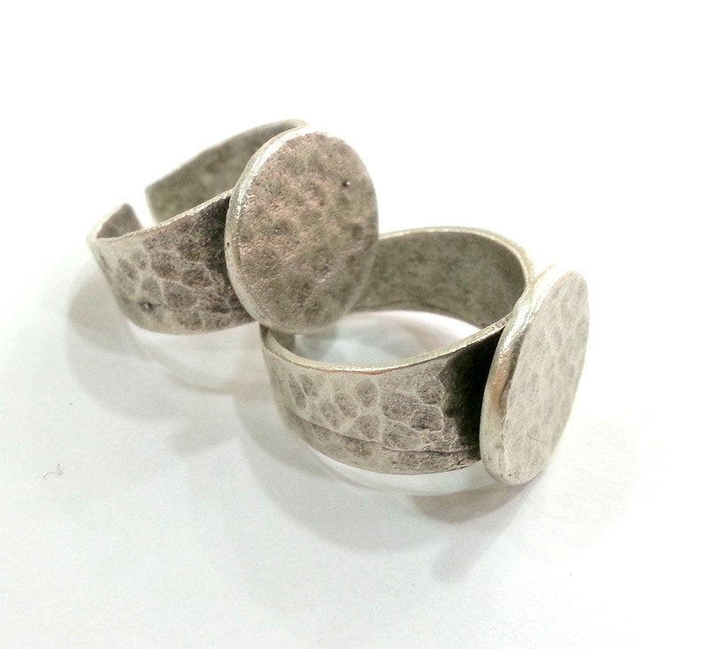 Antique Silver Plated Brass Adjustable Ring Blank  (15mm Blank) ,Findings  G9451