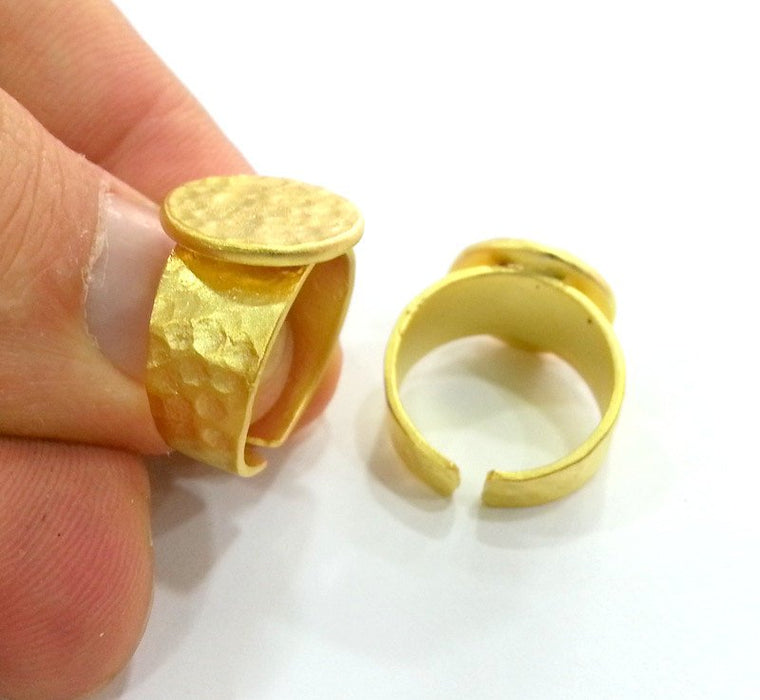 Adjustable Ring Blank  (15mm Blank)  ,  Gold Plated Brass   G12934