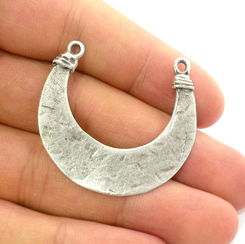 Silver Pendant Antique Silver Plated Brass  Connector 42x40 mm    G10247