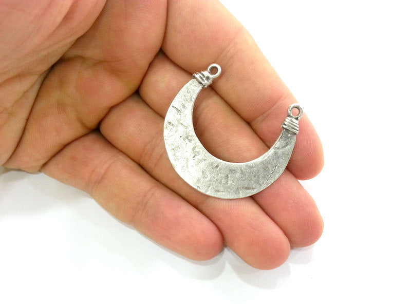 Silver Pendant Antique Silver Plated Brass  Connector 42x40 mm    G10247