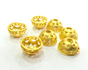 4 Gold Bead Caps (12x6 mm)  Findings, Gold Plated Brass  G14362