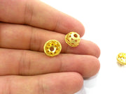 4 Gold Bead Caps (12x6 mm)  Findings, Gold Plated Brass  G14362