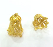 2 Pcs  (25x16 mm )  Cone Findings , Gold Plated Brass G11491